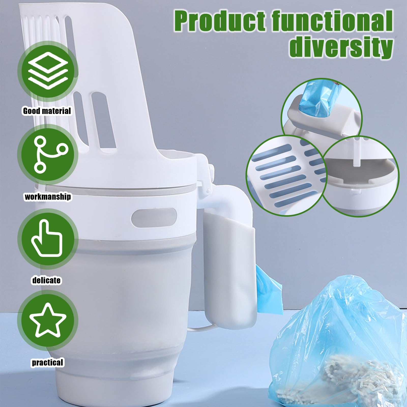 Streuschaufel Mit Behälter 2-in-1 - Hygienische Katzenklo Reinigung Mit Abfallsäcken