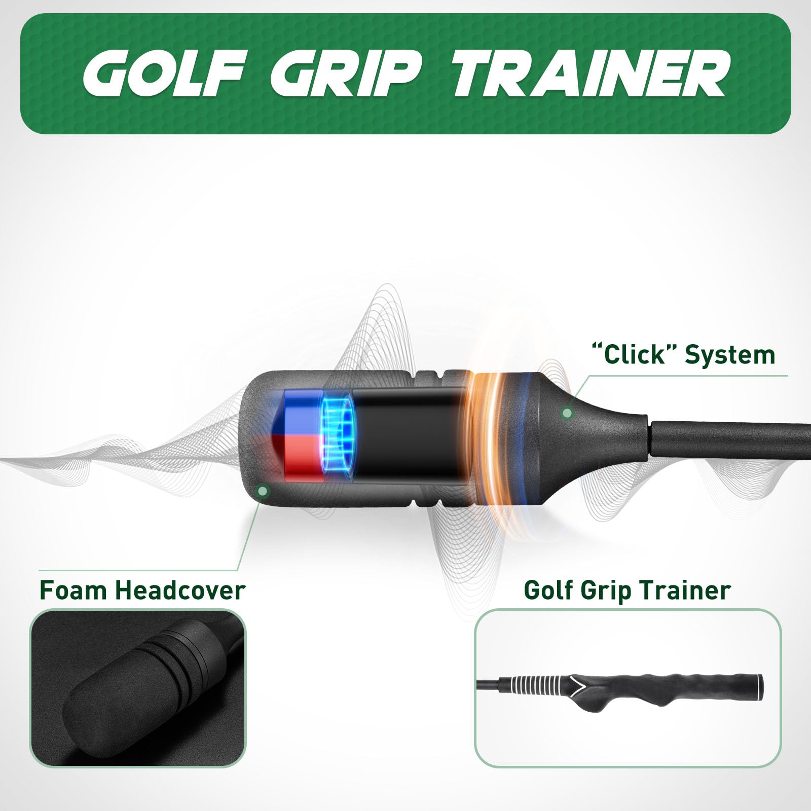 Golfschwung-Trainer – Klickstab-Golftrainer für Golf-Tempo-Praxis, gewichtete Golf-Trainingshilfe hilft, die Kraft zu verbessern, den Schwungrhythmus zu verbessern und das Gleichgewicht zu