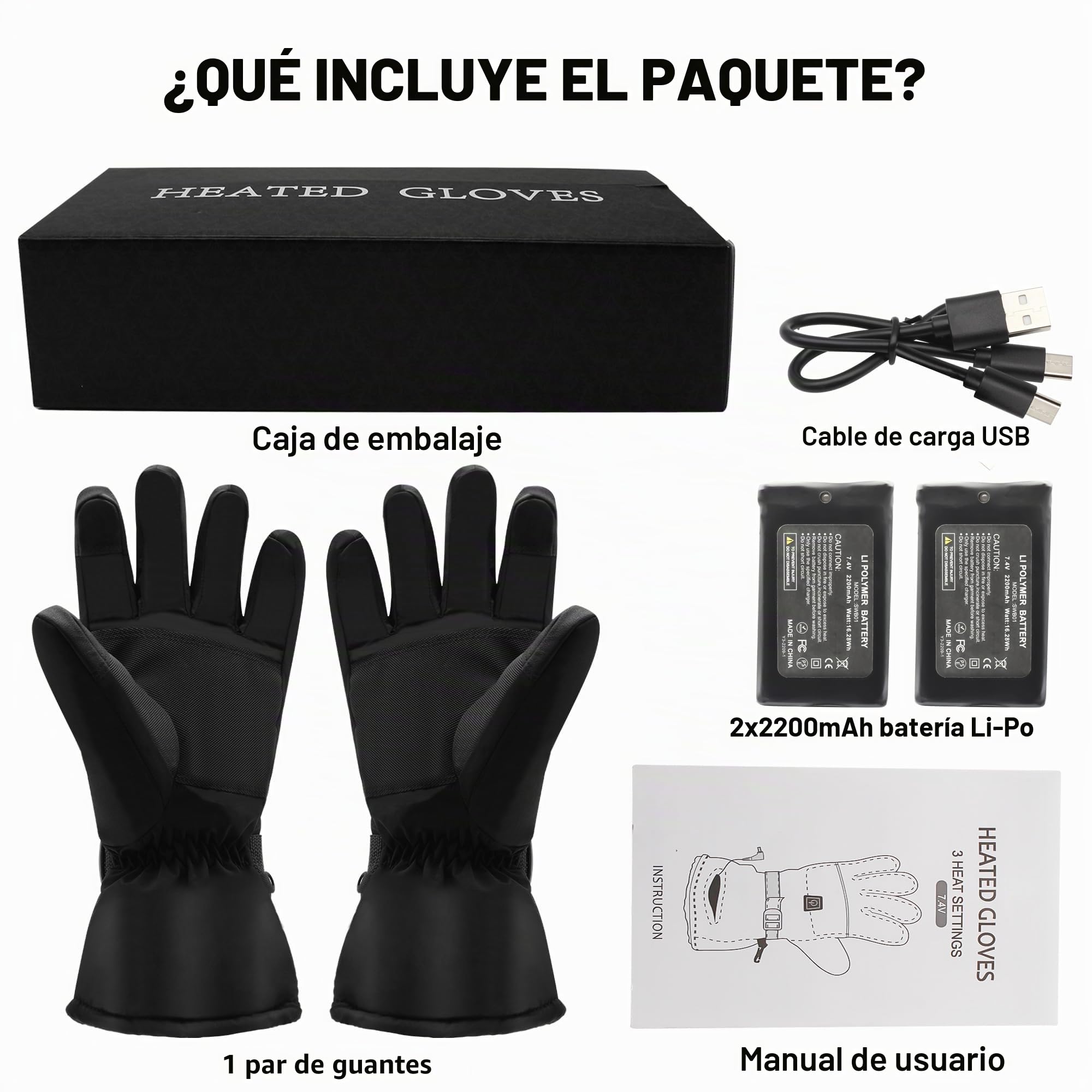 Svpro Calcetines calefaccionados por batería, Calcetines eléctricos Recargables para Hombres, Guantes calefactables para el Invierno, Guantes calefactables a Prueba de Agua