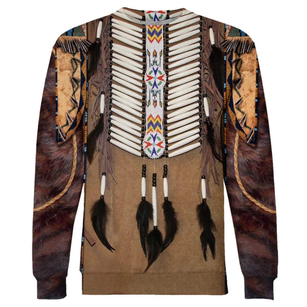oneforus Men and Women 3D Print Native American Indian Sweatshirts Pullover Ethnic Totem Patterns Long Sleeves Sweatshirt Top