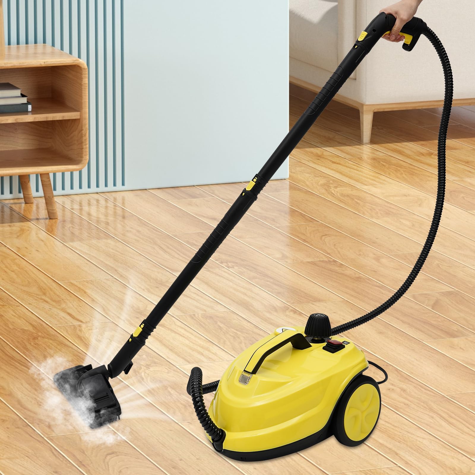 Pulitore a vapore 2000 W, macchina per la pulizia Power Steamer, con 13 accessori, 1,8 l, scopa a vapore, pulitore multifunzione, per pavimento, moquette, finestre