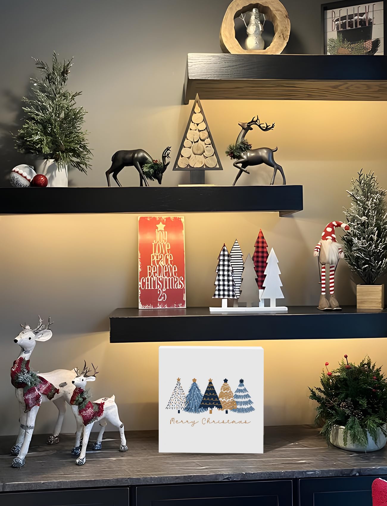 ❤︎sale❤︎デコパージュ ꔛ‬ꕤインテリア雑貨♡ウェルカムボード Xmas Amazon.com: Foritho Navy Blue and Gold Christmas Tree Wooden Box