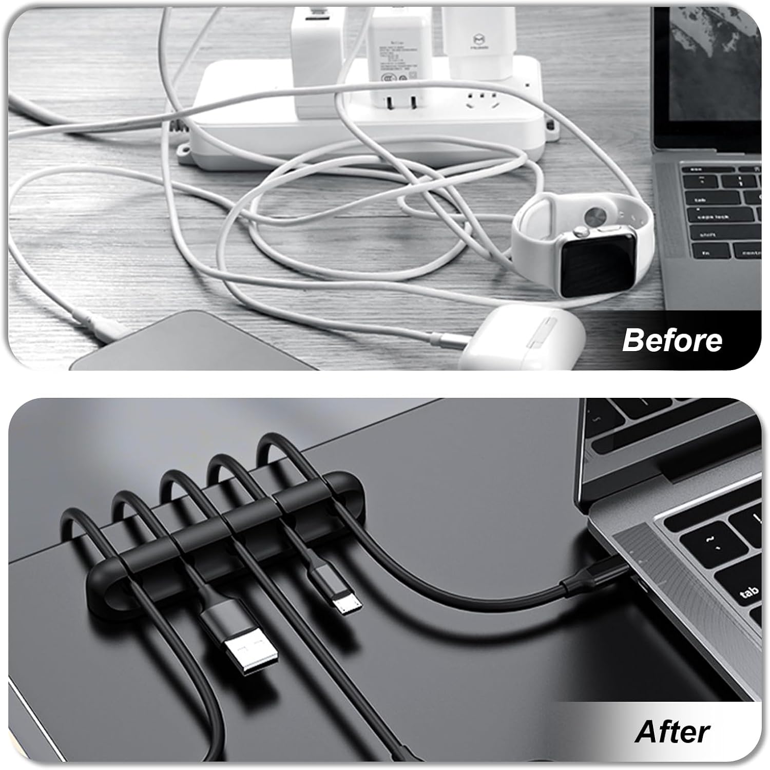 2 Pack Cord Organizer Cable Clips, Self Adhesive Cord Holder Cable Management Clips, Cable Organizers Wire Keeper for Desktop Nightstand Office Home