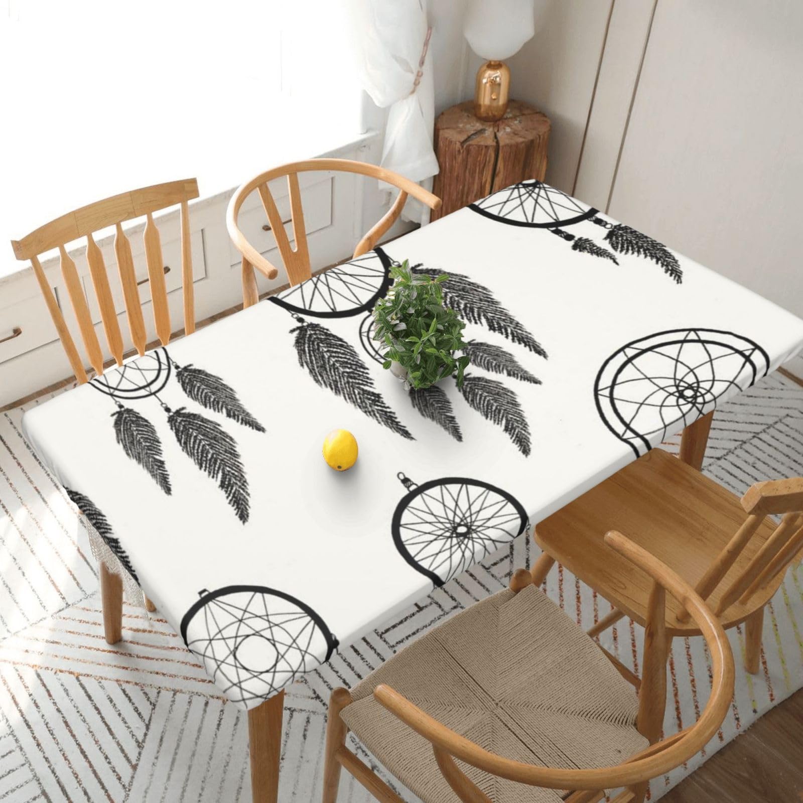 BNVSADC Gray Dream Catcher Printed 5FT Tablecloth Polyester Kitchen Water Resistant Table Cloth Dining Table Decoration Table Covers, 152x76 CM