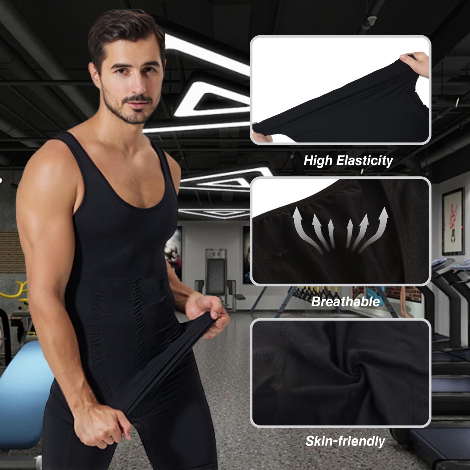 Gilet amincissant de compression pour homme - Contrôle du ventre - Sous-vêtement gainant - Doux pour la peau