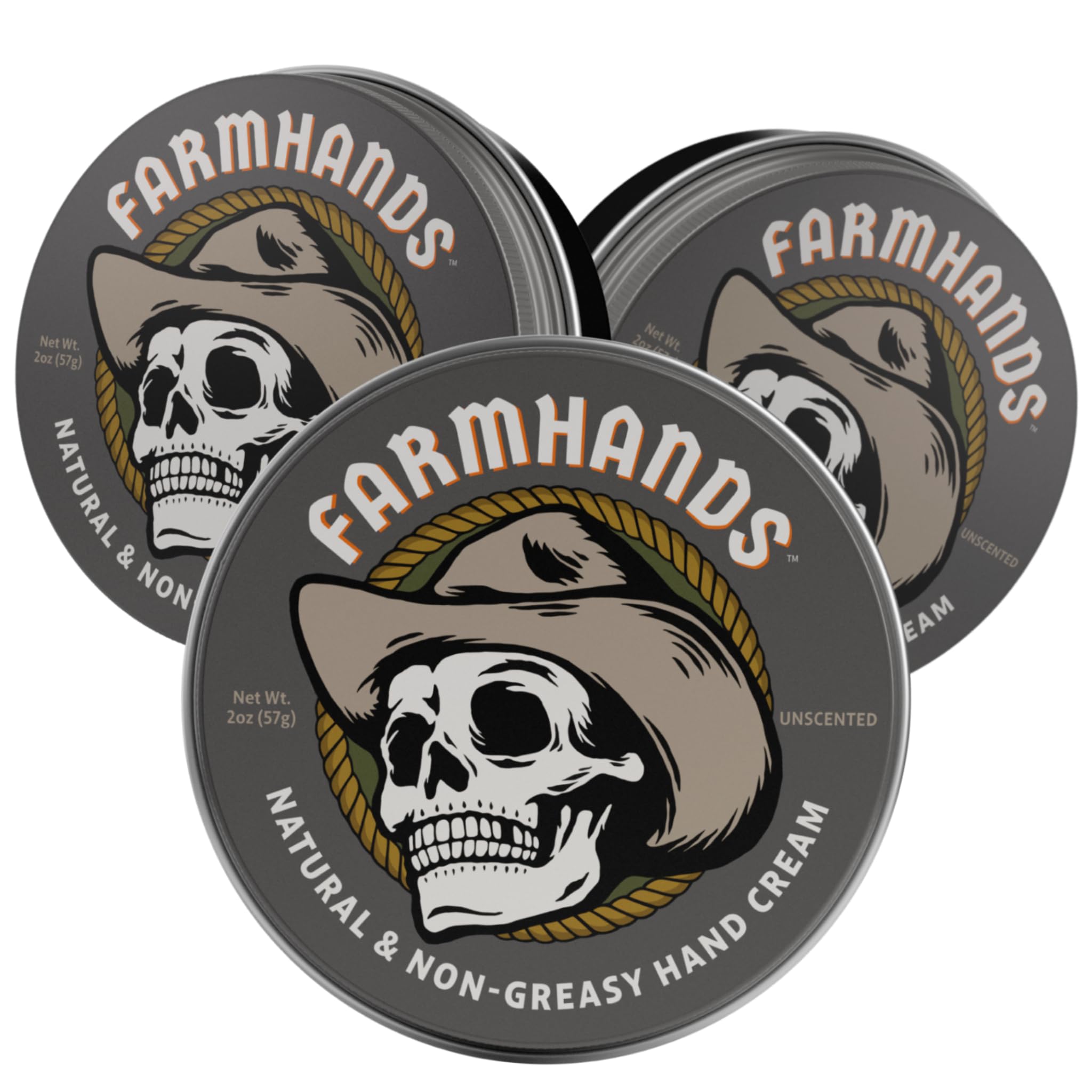 - Farmhands Natural & Non-Greasy 3 Pack Hand Cream for Dry, Cracked Hands - No Added Fragrance, Fast-Absorbing with Clean & Organic Ingredients - Repairing Skincare - 2oz Tin (x3)