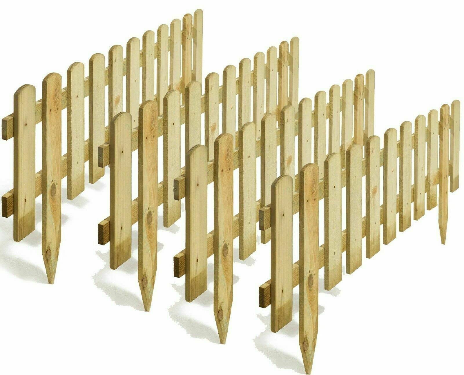 tradefirst 4Pcs Wooden Border Picket Fence Panel Garden Fence Screening Ornaments, Garden Trellis Fence Panels, Garden Edging Border Fence Panels, Wooden Picket Fencing