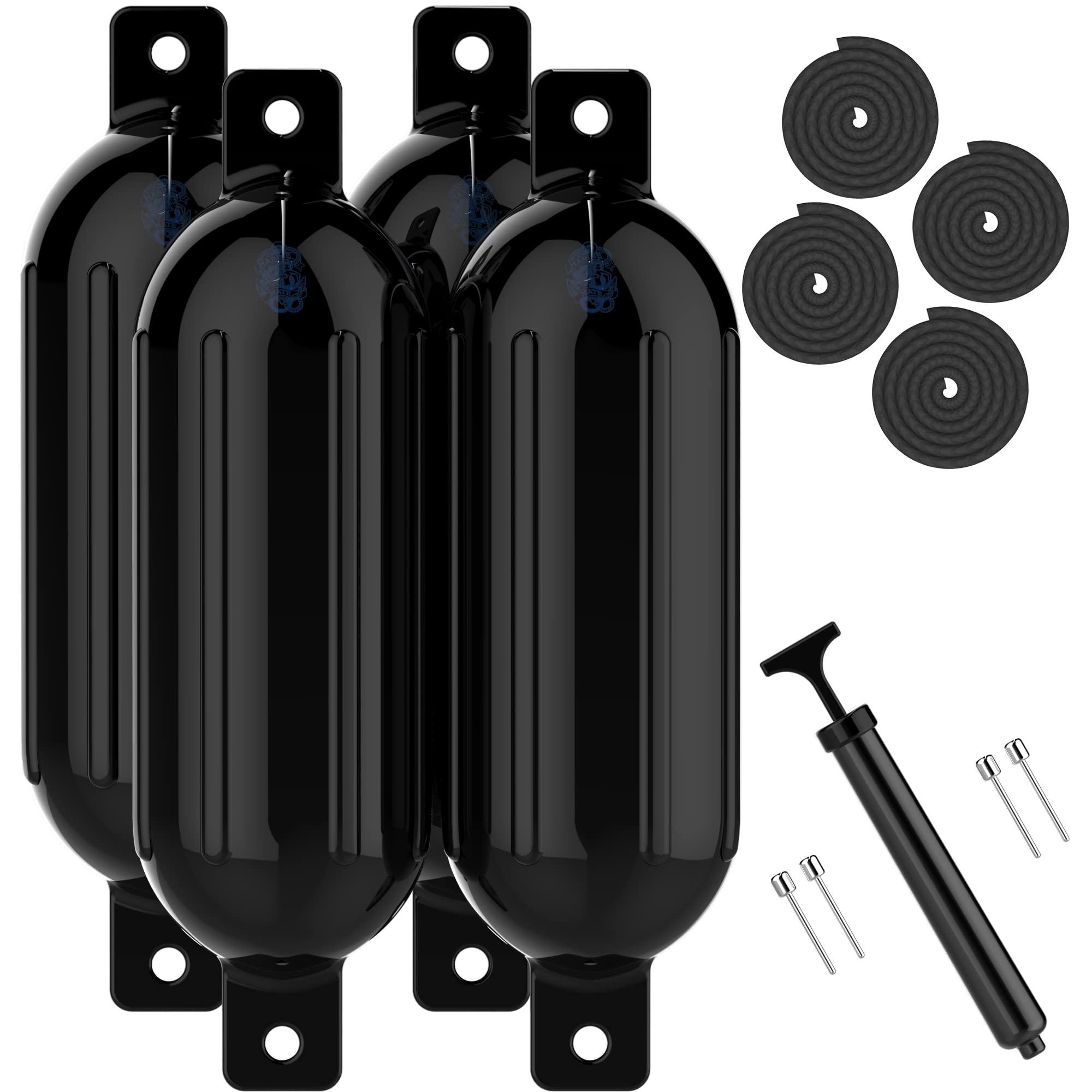 Marine Mate Boat Bumpers for Docking, Inflatable Boat Bumpers, fenders, Buoy for Docking 16ft -37ft Boats Safely. 4 Boat Bumpers, 4 Ropes, 1 Pump and 2 Needles…
