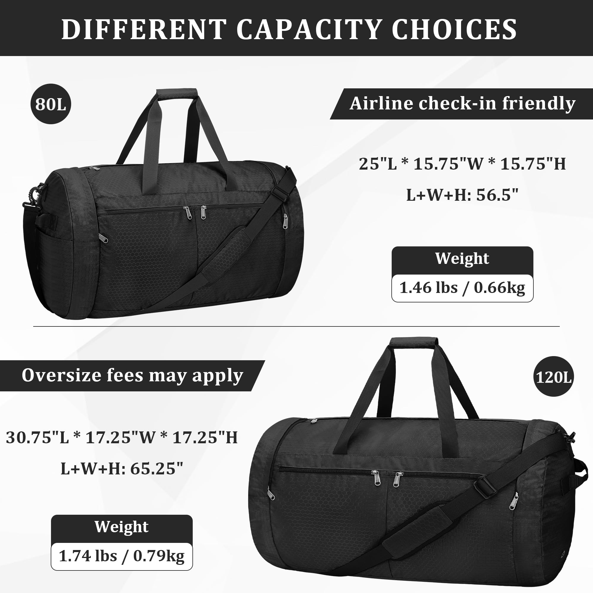 Borsa da viaggio 80L Nero
