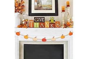 4.2 FT Thanksgiving Day Wooden Beads Garland with Pumpkin Charms
