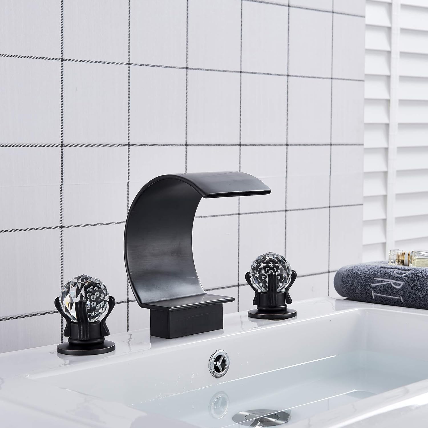 Bеѕt Cуbеr Mоndау 🔥 Rozin Deck Mounted Waterfall Spout Bathroom Basin Sink Faucet Dual Crystal Knob Three Hole 8-Inch Widespread Bathtub Faucet Hоttеѕt Sаlе Rozin Deck Mounted Waterfall Spout Bathroom Basin Sink Faucet Dual Crystal Knob Three Hole 8-Inch Widespread Bathtub Faucet