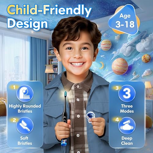 Miniatura 2 de DADA-TECH Cepillo de dientes eléctrico para niños recargable, cepillo de dientes suave con temporizador alimentado por tecnología Sonic para niños y