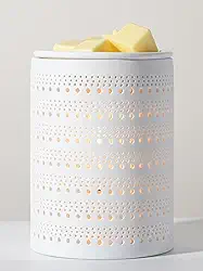 Aquecedor elétrico de cerâmica branca para derretimento de cera [2 lâmpadas incluídas] Cubo de óleo derretido pequenos aquecedores leves fragrância de aromaterapia para queimador de derretimento