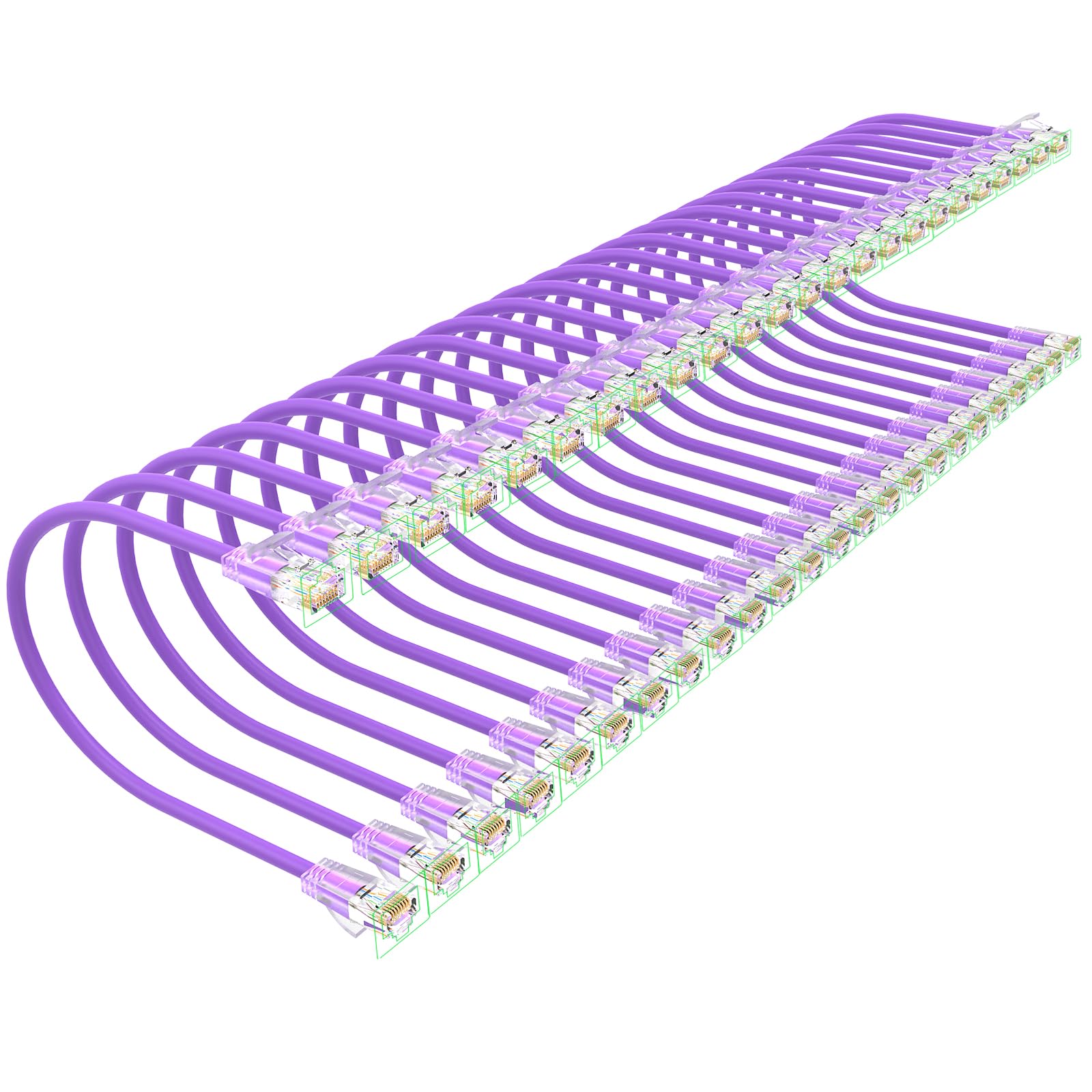 Cavi patch Cat 6 da 0,9 m (confezione da 24), cavo patch Ethernet sottile Cat6a 10 Gbps 550 Mhz, cavi patch UTP in rame puro Cat6, cavo patch Cat6a flessibile e sottile per installazione di