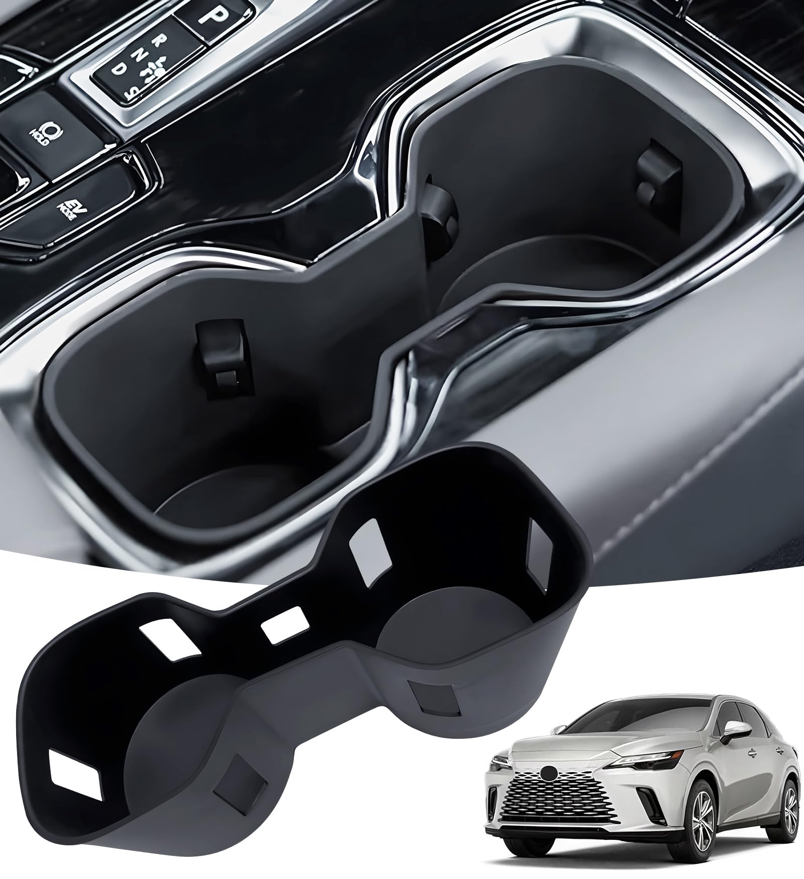 Cup Holder Inserts for Lexus RX 2026 2025 2024 2023, Interior Accessories TPE Cup Holder for Lexus RX 350 350h 550h 450h+, Black