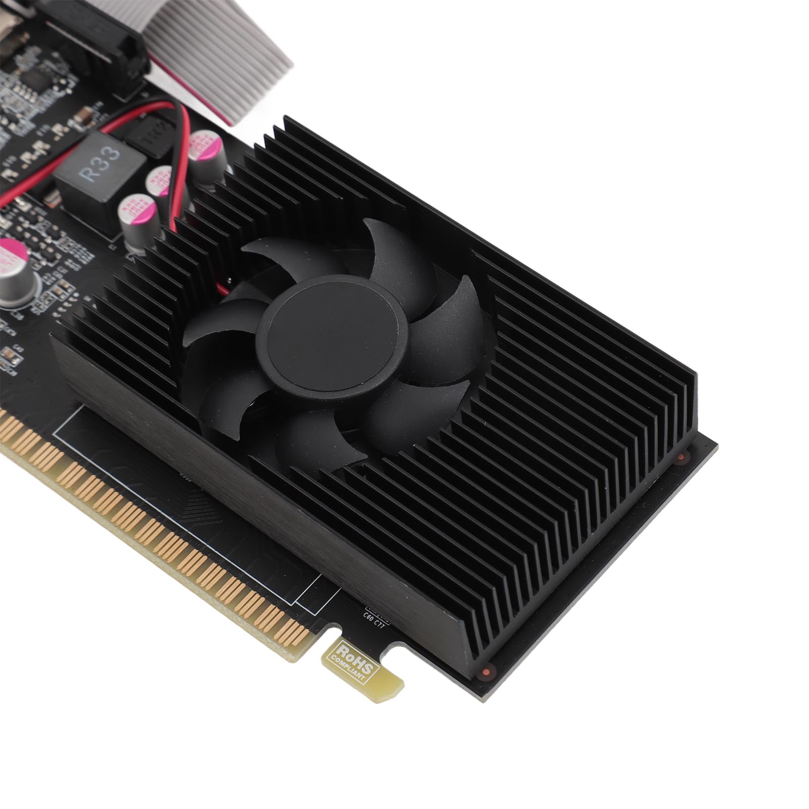 Brrnoo Schede Grafiche per Computer, Scheda Video con Ventola di Raffreddamento Scheda Grafica da Gioco PCIe 2.0 16X GT730 Scheda Grafica GDDR3 da 4 GB a 128 Bit per Wins 10 11