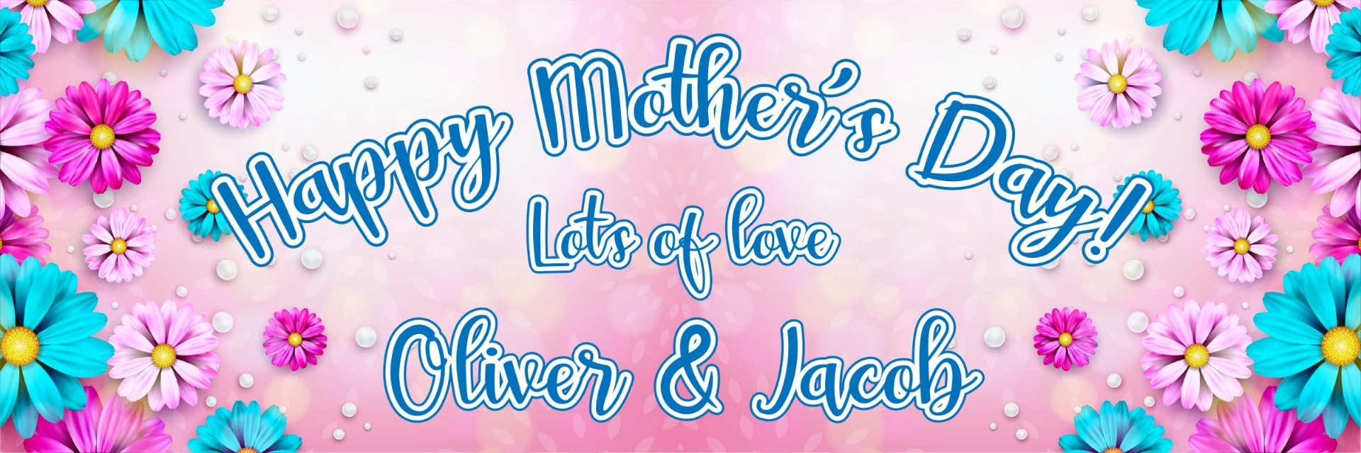Shamsco 2 Personalised 'Lots Of Love' Mother's Day Banners - Custom Celebration Posters - Elegant Decorations For A Special Mum Mummy Mother's Day Event