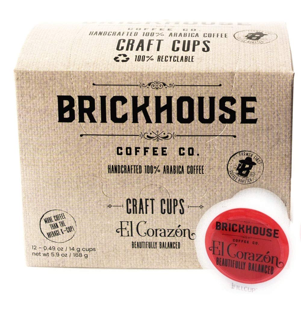 BRICKHOUSE Coffee Pods - 'El Corazón' - Light Medium Roast - 12 Count Single Serve Coffee Pods For Keurig K-Cup Coffee Brewers - Rich & Smooth, Small Batch, Single Origin Coffee, Direct Trade