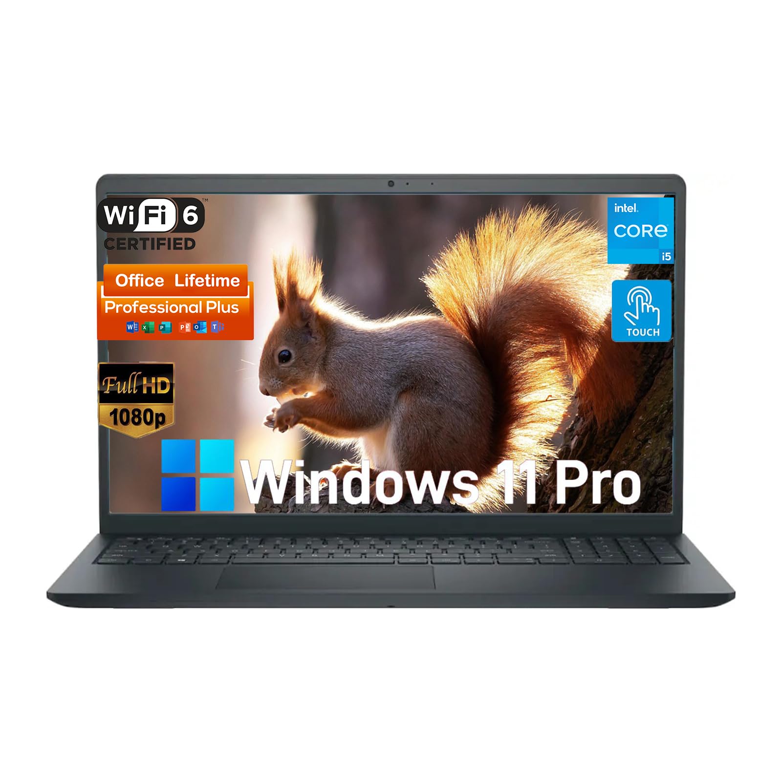 Dell Inspiron 15 Touchscreen Laptop - Intel 13th 10-Core i5-1334U, 15.6'' FHD Touchscreen, Windows 11 Pro, Office Pro Lifetime, AI Copilot, Intel UHD
