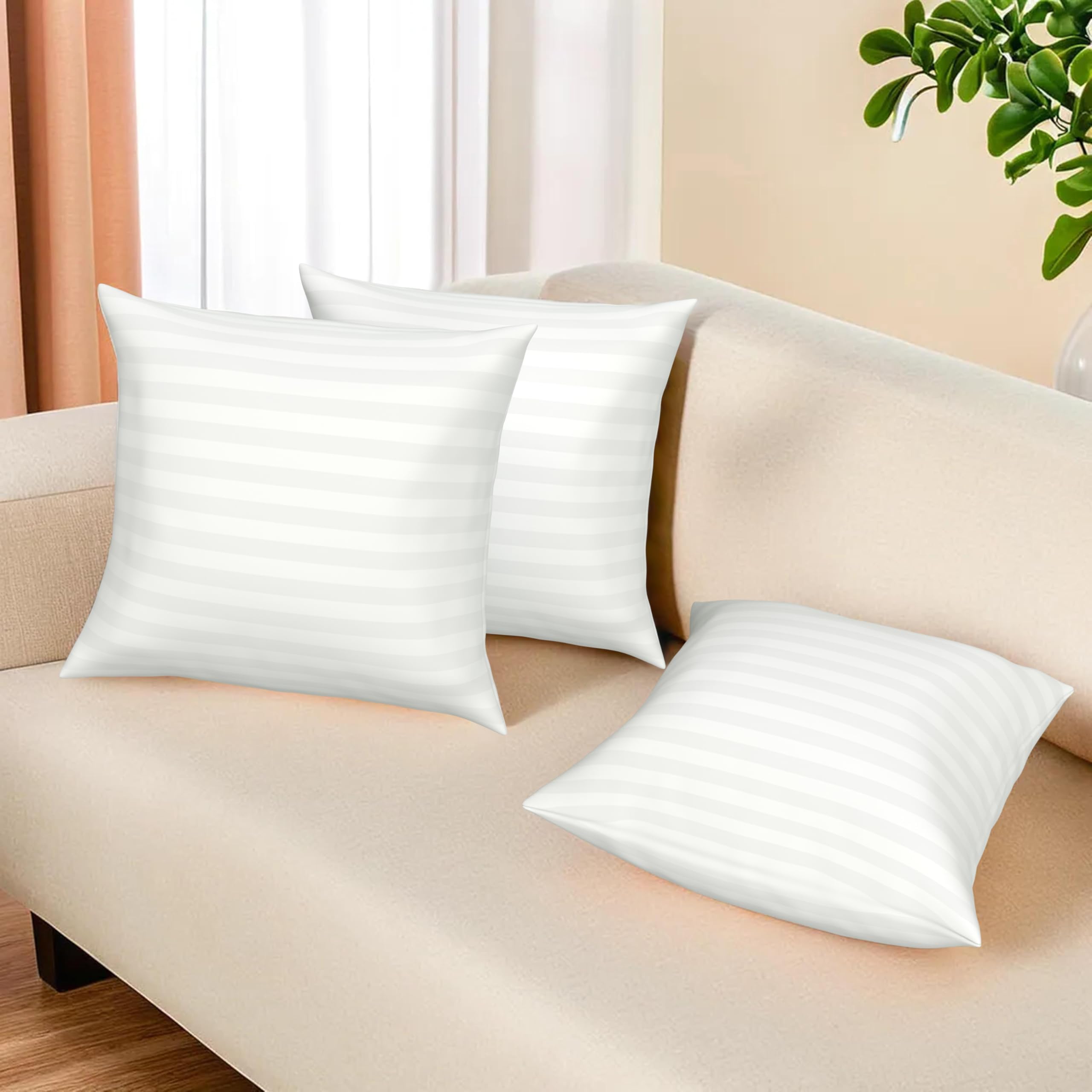 Kuber Industries Pack of 3 Cushion Filler | 16x16 Inch | Cushion Pillow Filler | Fluffy Microfiber Cushion Filler for Sofa-Living Room-Bedroom D?cor | Throw Cushion Pillow | White