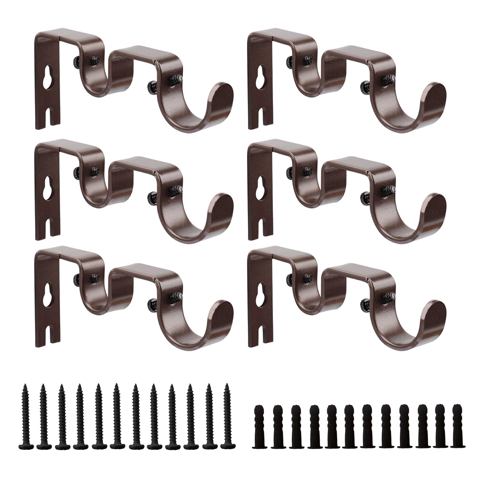 Curtain Rod Brackets - 6 Pack Metal Holders -10