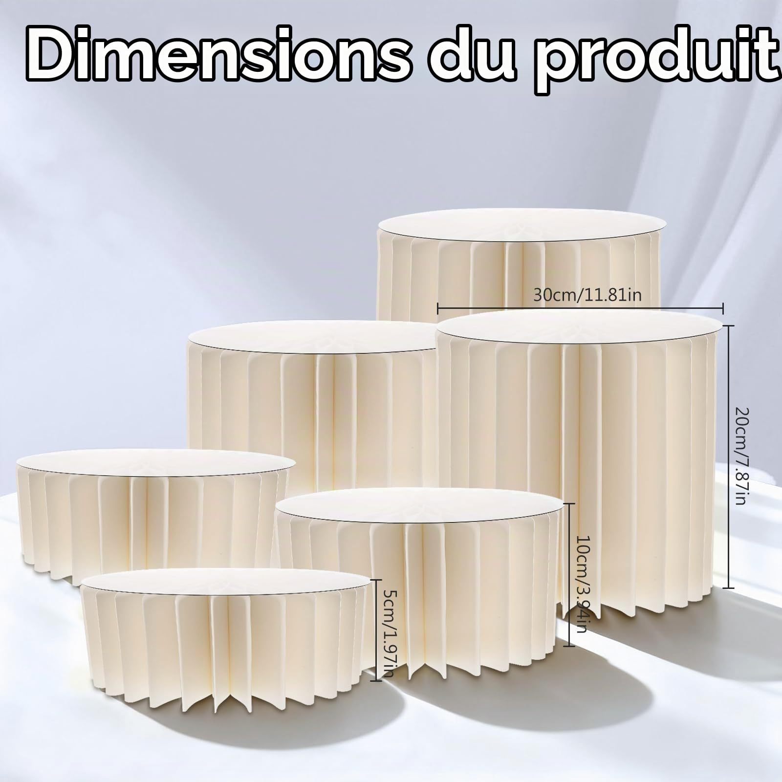 Lot de 6 Presentoir Aperitif Buffet Pliable, 5cm, 10cm, 20cm Rehausseurs de Buffet, Présentoirs à Gâteaux Pliables en Acrylique et Carton, pour Gâteaux, Desserts, Pâtisseries, Bijoux, Mariages