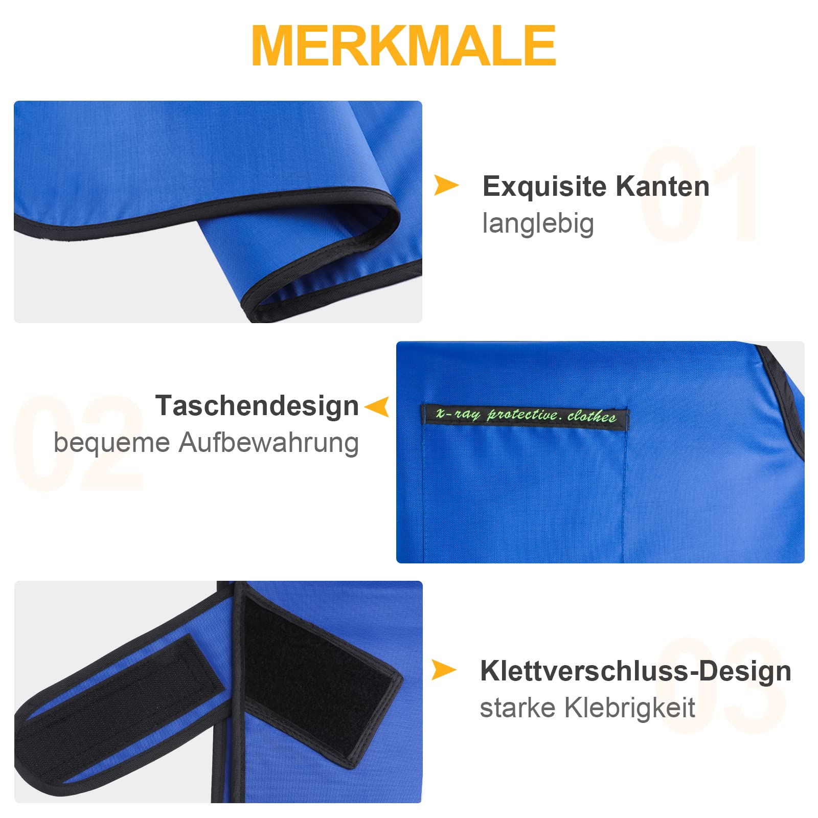 Tablier de protection contre les rayons X 0,5 mm Pb avec protection thyroïde plombée pour adultes