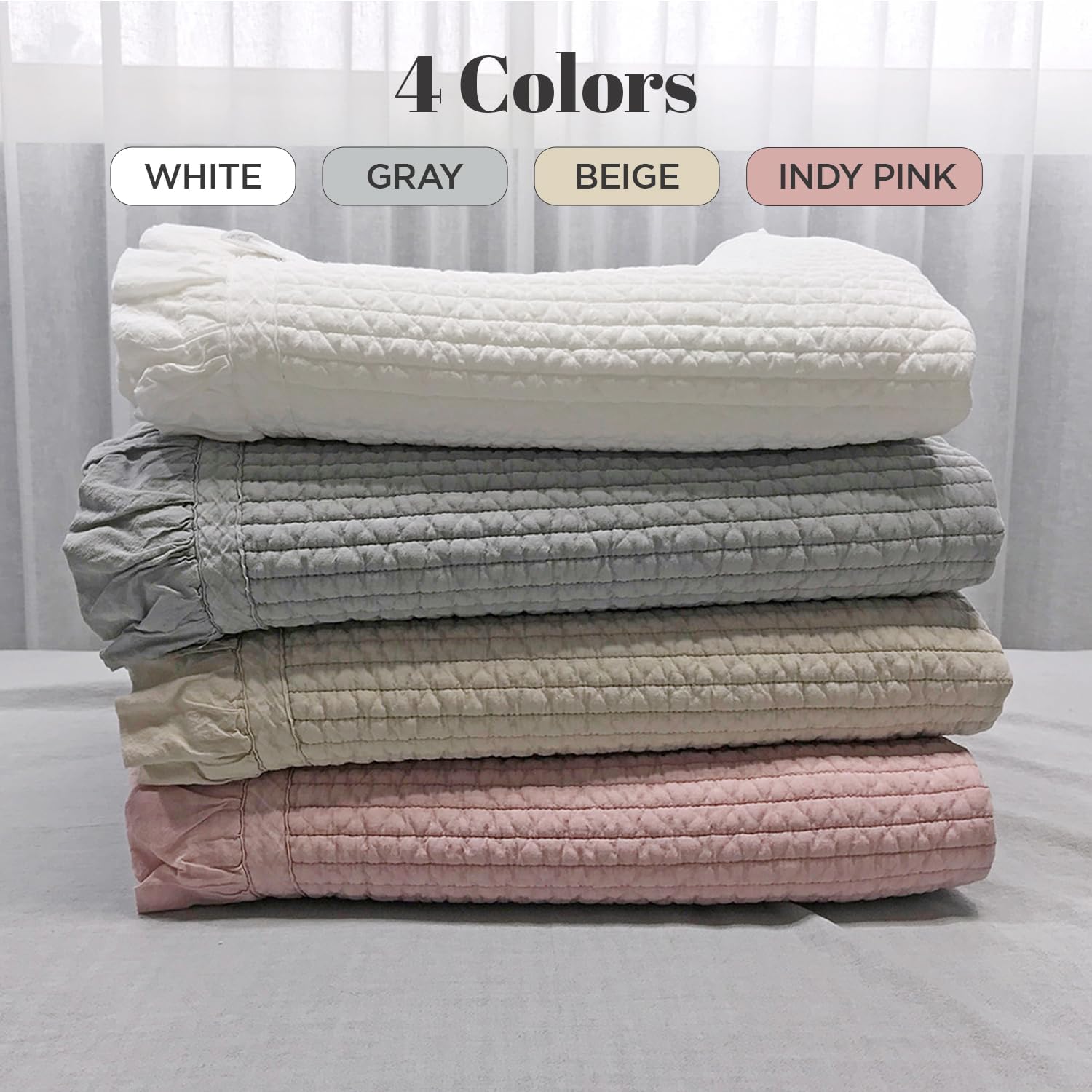 100% Cotton Baby & Toddler Frilled Bed Coverlet and Blanket 39.4"x 51.2"- Made in Korea - Multipurpose, High-Density 60TC, All-Season Use, Eco-Friendly, Skin Safe (White)