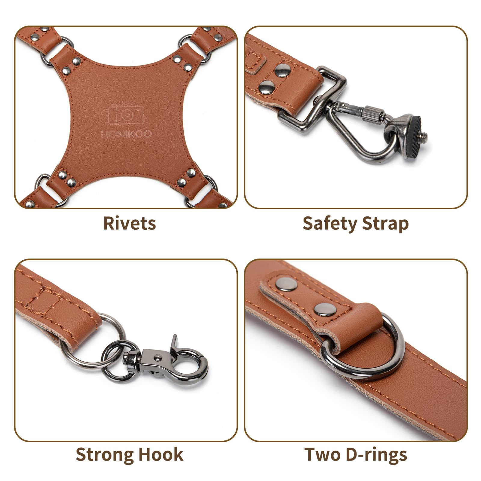 Arnés de cámara dual para 2 cámaras, correa de hombro de piel para cámara DSLR/SLR, correas para fotógrafos