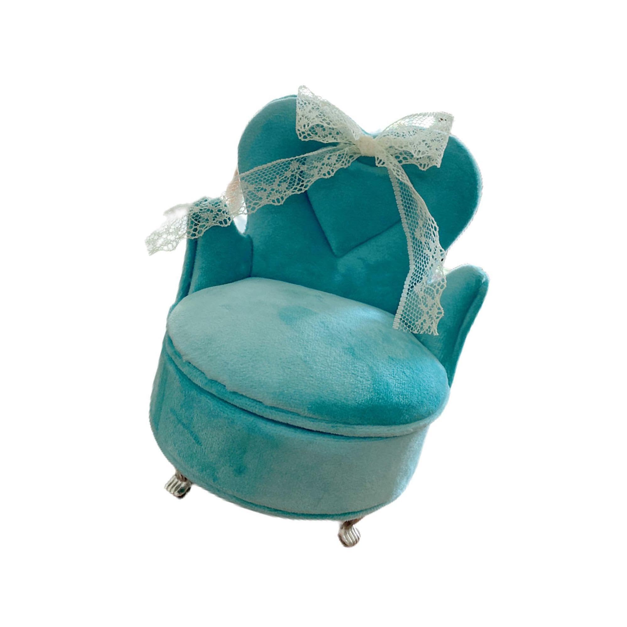 Zambuph Elegant Jewelry Storage Case for Stylish Women Rings Necklace Showcase Neckalce, Chair Peacock Blue