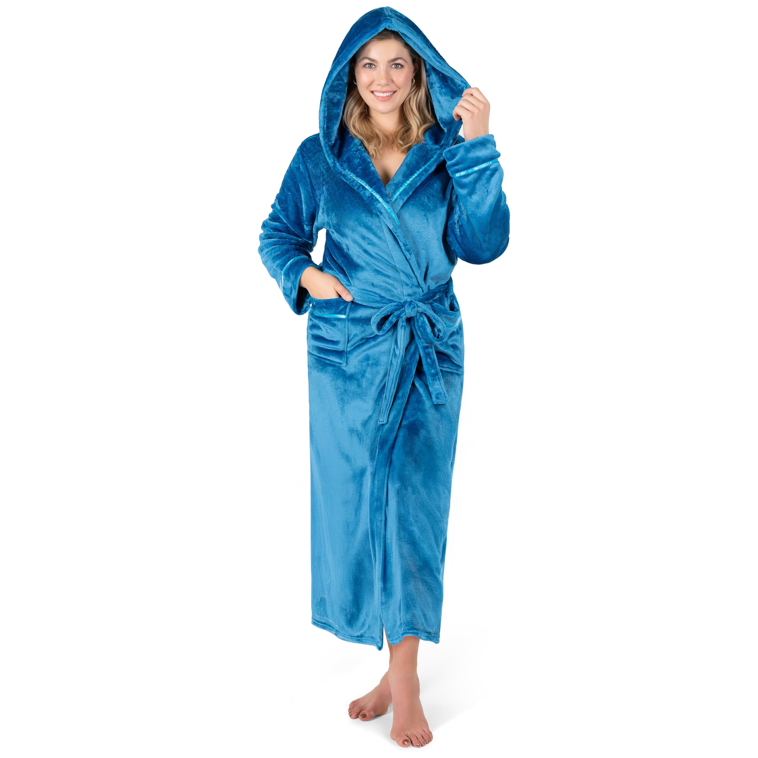 PAVILIA Robes For Women Fleece Soft Fluffy Bathrobe Plush Cozy Long Spa Robe