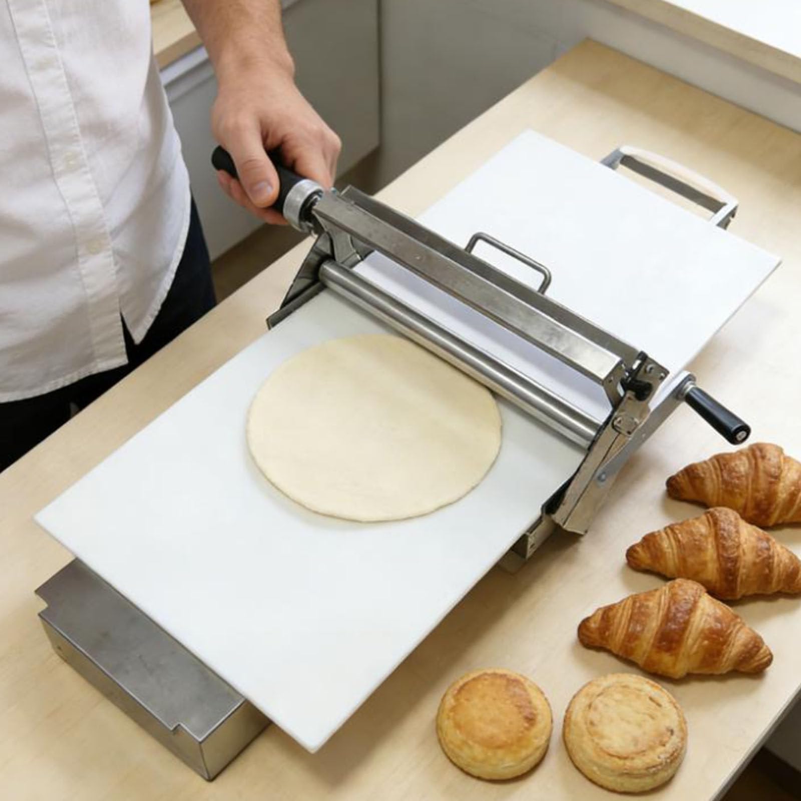 Sfogliatrice Manuale Pieghevole - Pressa per Pasta Sfoglia E Rullo per Pasta, Impostazioni di Spessore da 0 A 25 Mm, Design Salvaspazio del 60% per Uso Domestico E Commerciale 300