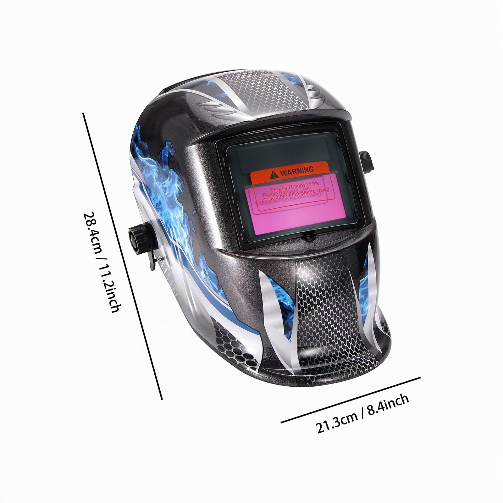 ALLOMN Máscara de Soldadura, Casco de Soldadura Solar Casco de Ajuste Montado en la Cabeza Oscurecimiento Automático, Sensor de Alta Sensibilidad, Alimentado por Batería Solar, Rango 4/9-13