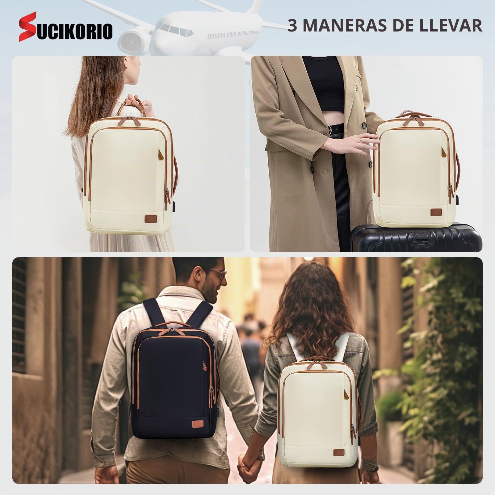 40x30x15cm British Airways Air France Expansible 5cm 40x30x20cm Wizzair Vueling Mochila Viaje Cabina Avion, Impermeable Mochilas Equipaje de Mano Mochila Ordenador Portatil 15,6 Pulgadas
