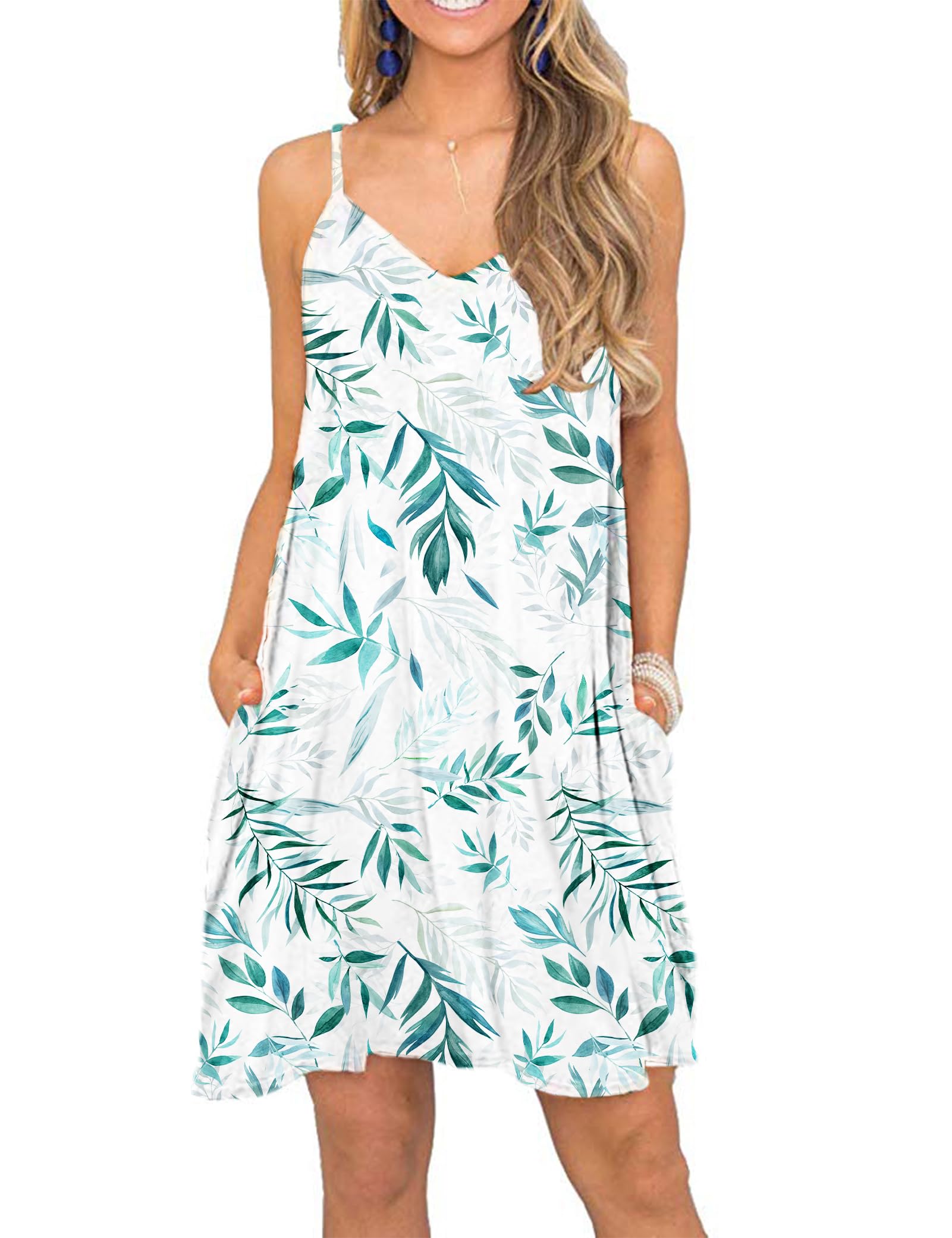 MISFAY Women’s Beach Dress, Casual Summer Dress with Spaghetti Straps, Swing Strap Dress, Cover-Up
