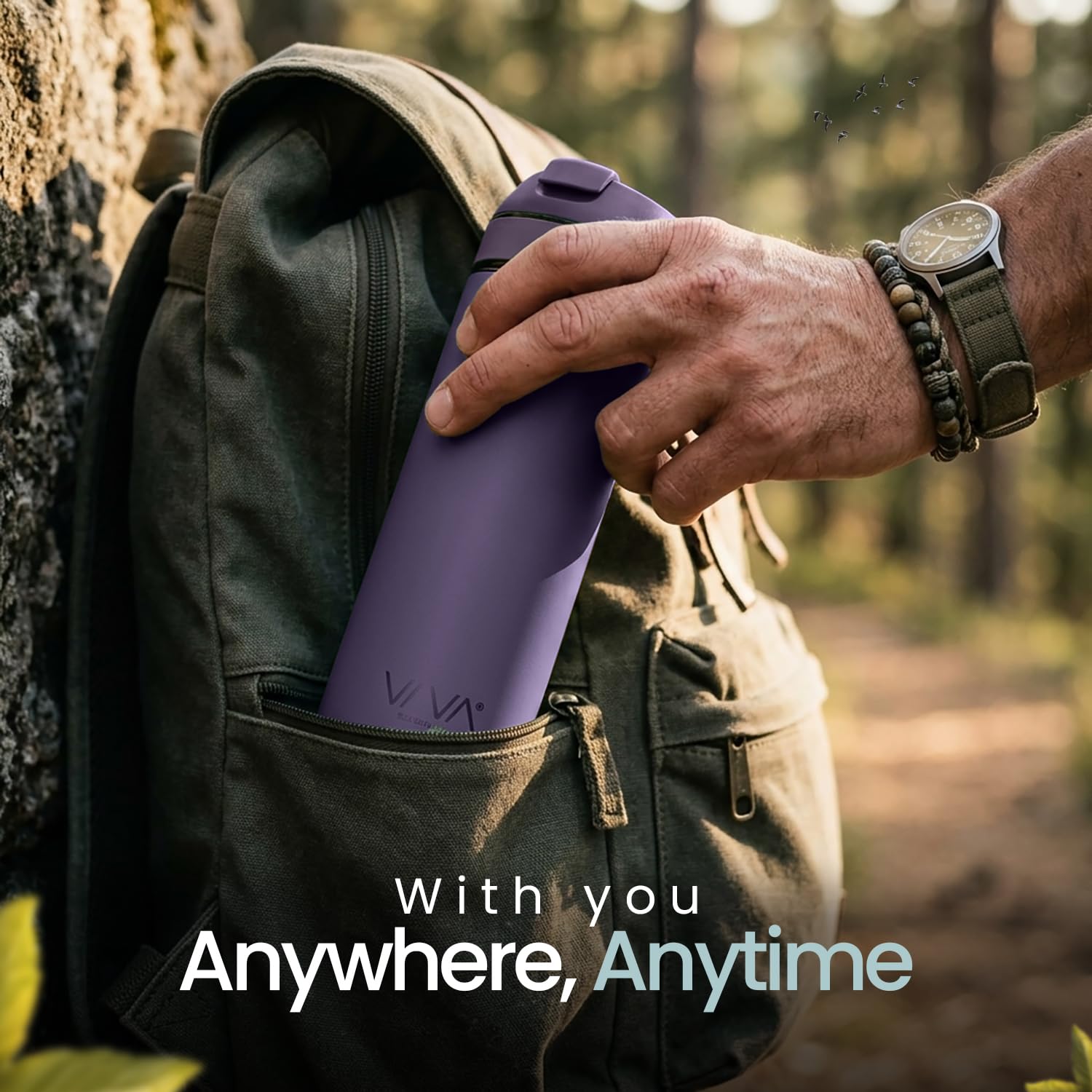 VIVA Recharge Thermobecher to go, Edelstahl, Tee-Sieb, 0,46 l, Violett | Doppelwandig isolierter Edelstahl-Thermobecher, auslaufsicher, mit Sieb. Lange heiss oder kalt.