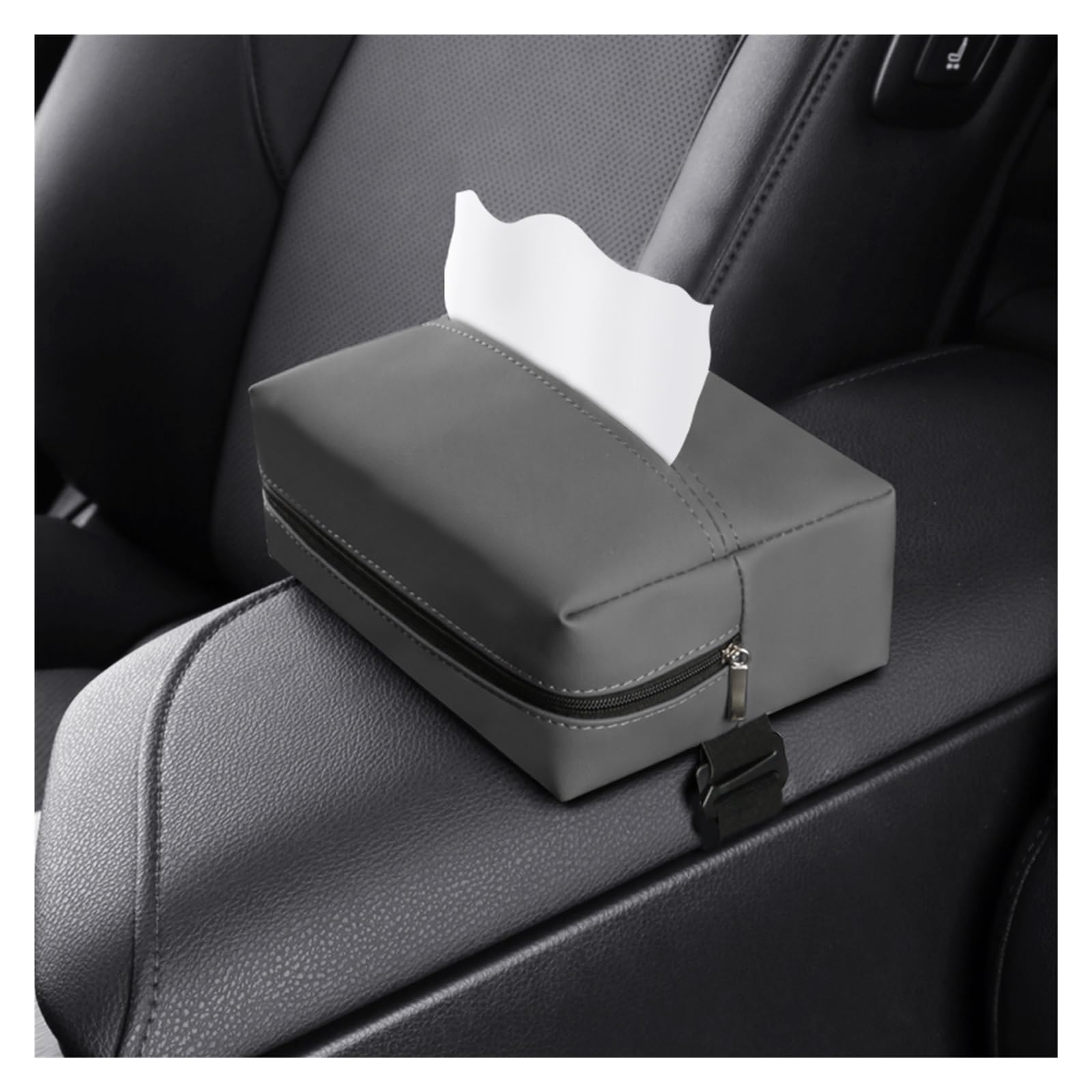 Car Interior Car Tissue Holder, Sun Visor Box, Universal For Visors, Center Armrests And Seat Backs(Grey)