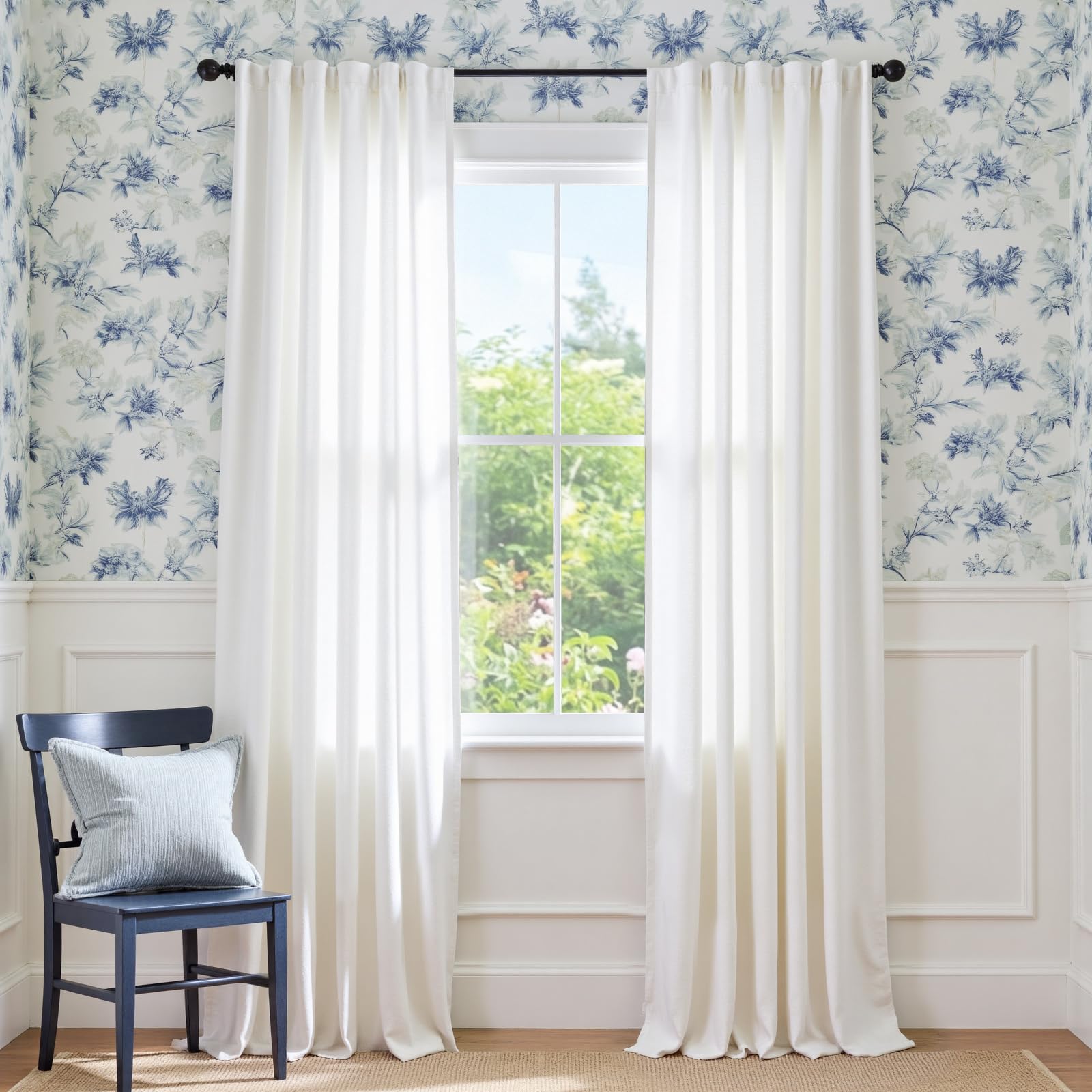 Lazzzy White Velvet Extra Long Curtains 108 Inch Length Light Filtering Curtains for Living Room Bedroom Thermal Insulate Window Drapes Super Soft Luxury Drapes Back Tab 2 Panels โ image 1