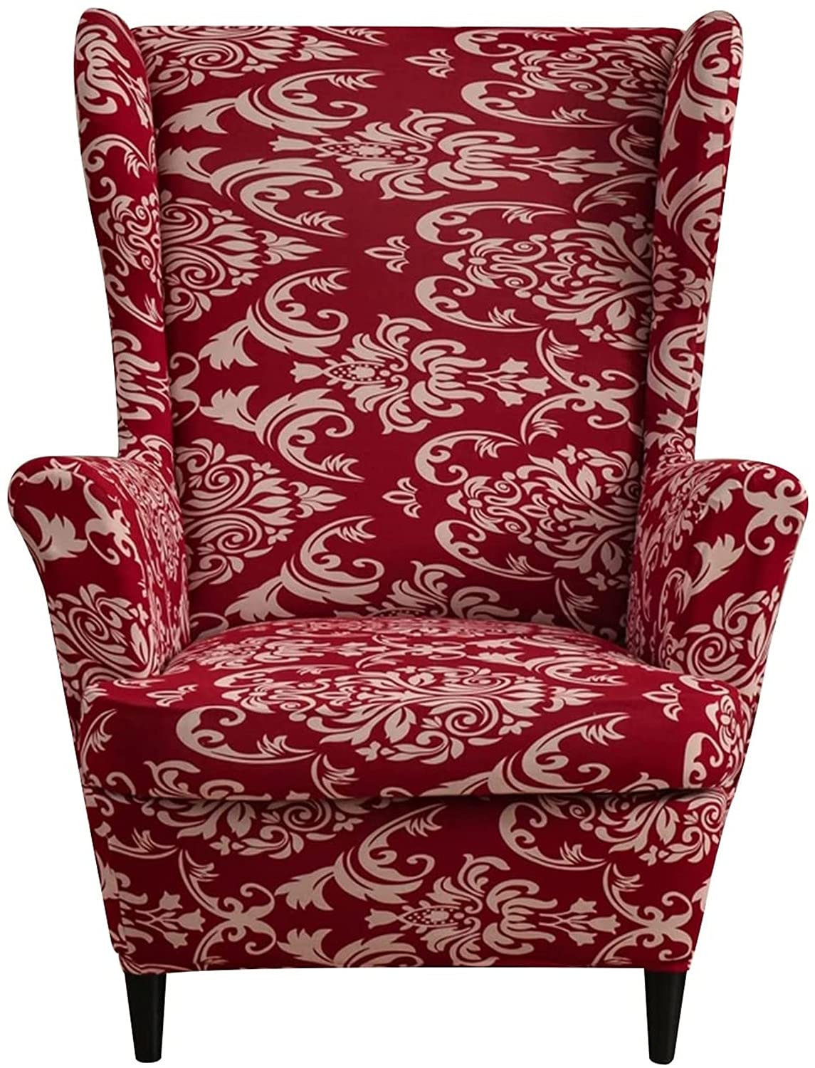 LINFKY 2 Piece Stretch Wing Chair Cover Printed Wingback Armchair Slipcovers Spandex Fabric Wingback Armchair Covers with Elastic Bottom for Living Room Bedroom Wingback Chair (Color 18) โ image 1