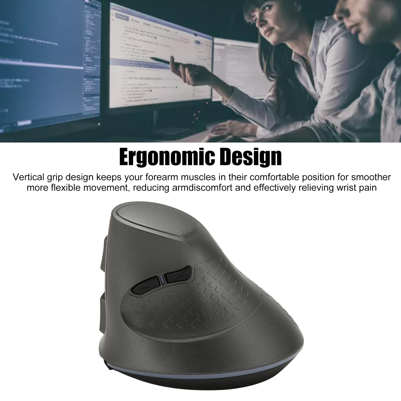 Cordless Vertical Mouse, 800 1200 1600 DPI Adjustable Dual Modes DPI Rechargeable Vertical Mouse, Optical Mouse Ergonomic Mouse with RGB Lights for Notebook PC