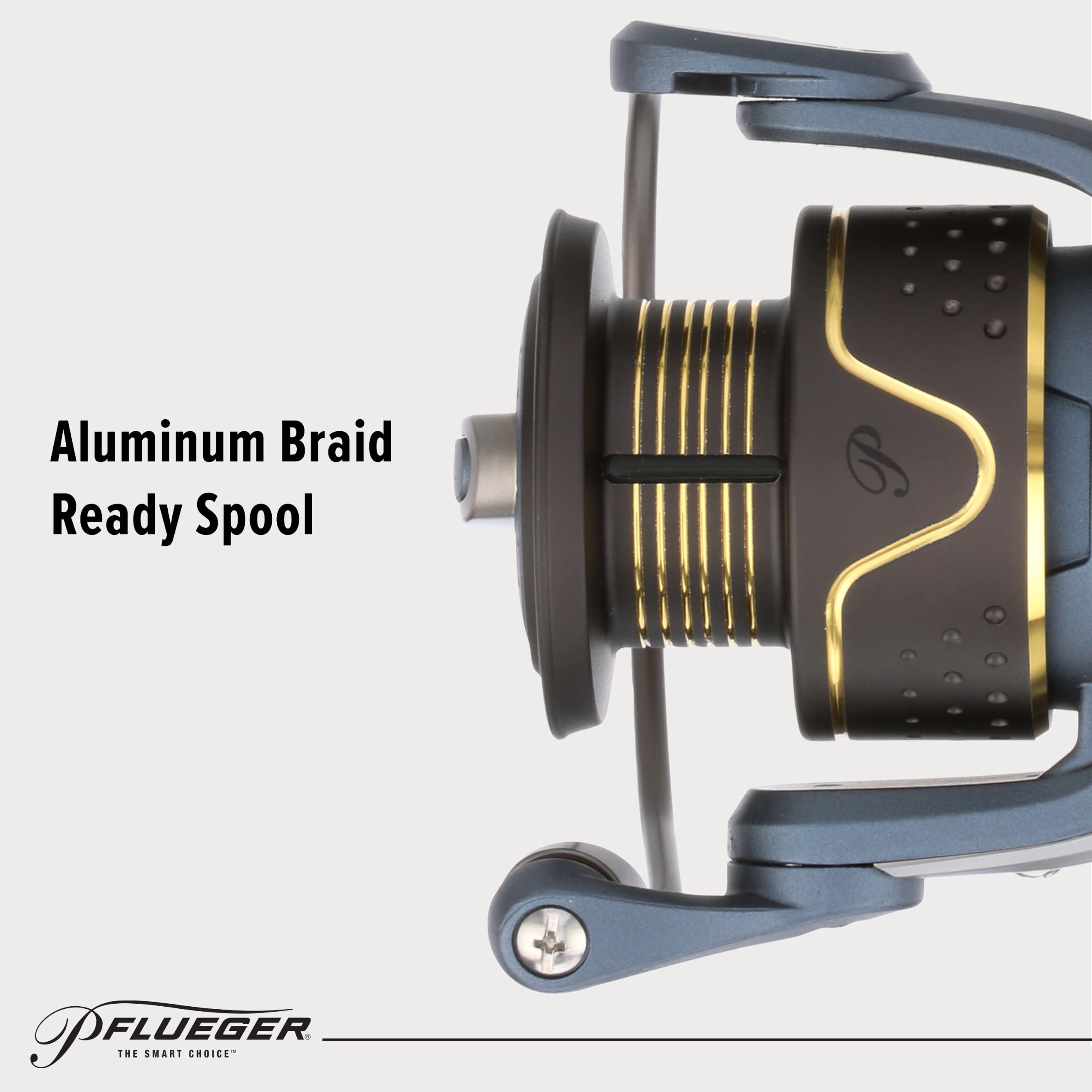 Pflueger President Mulinello da pesca spinning, misura 20, sistema con 7 cuscinetti a sfera in acciaio inox, frizione frontale in feltro ad olio sigillato, struttura leggera in grafite