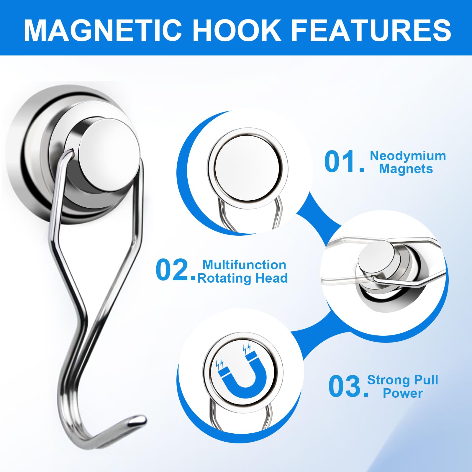 Heavy Duty Magnetic Hooks - 10 Pack -4