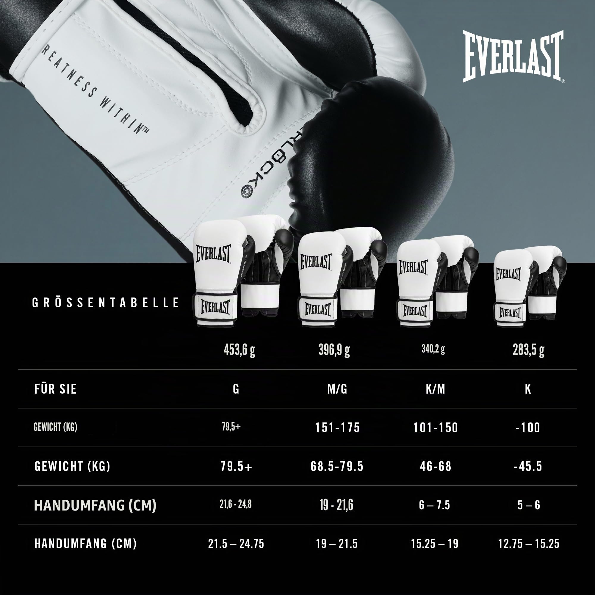 Everlast Powerlock OG & Powerlock 2R Boxhandschuhe, Trainingshandschuhe für Sandsack, Pratzen & Sparring, Klettverschluss, Advanced Foam Technologie, Ergonomischer Griff – Original Everlast Ausrüstung
