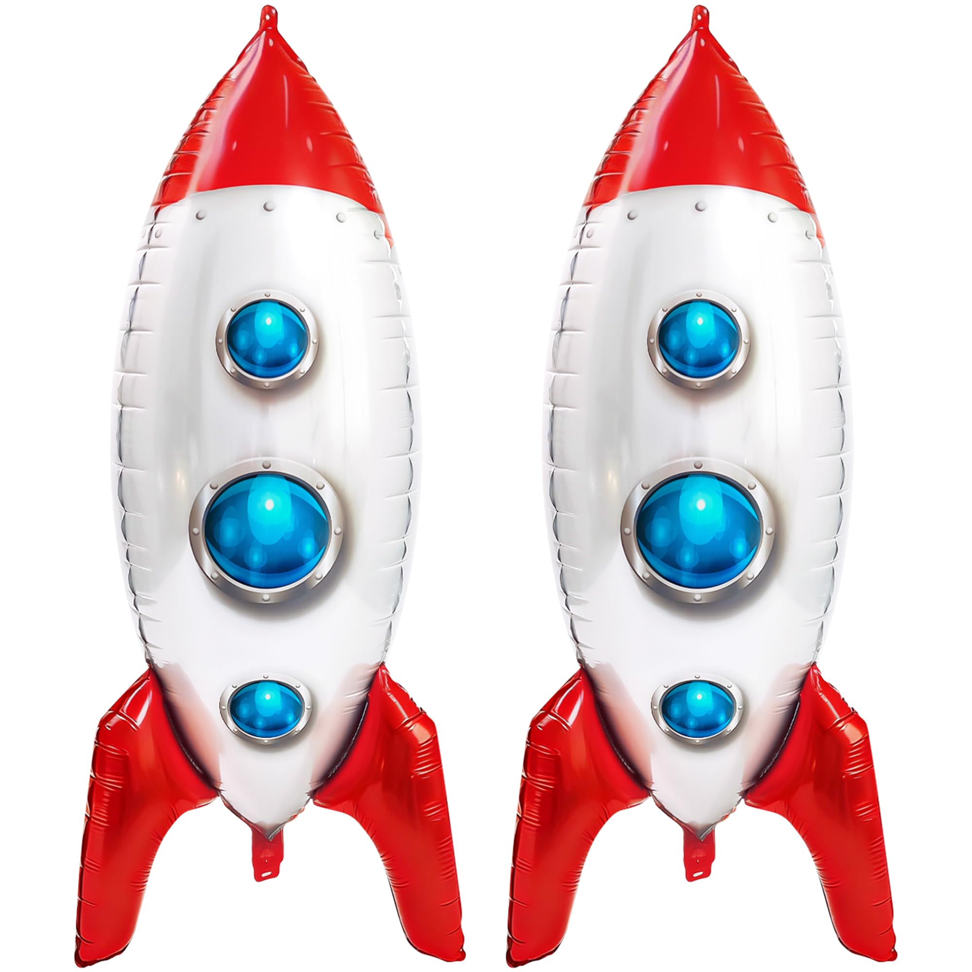 Photo 1 of 2Pcs Rocket Ship Foil Balloons Large Space Rocket Mylar Balloons for Birthday Party Decorations Outer Space Theme Party Supplies Supplies?Red?