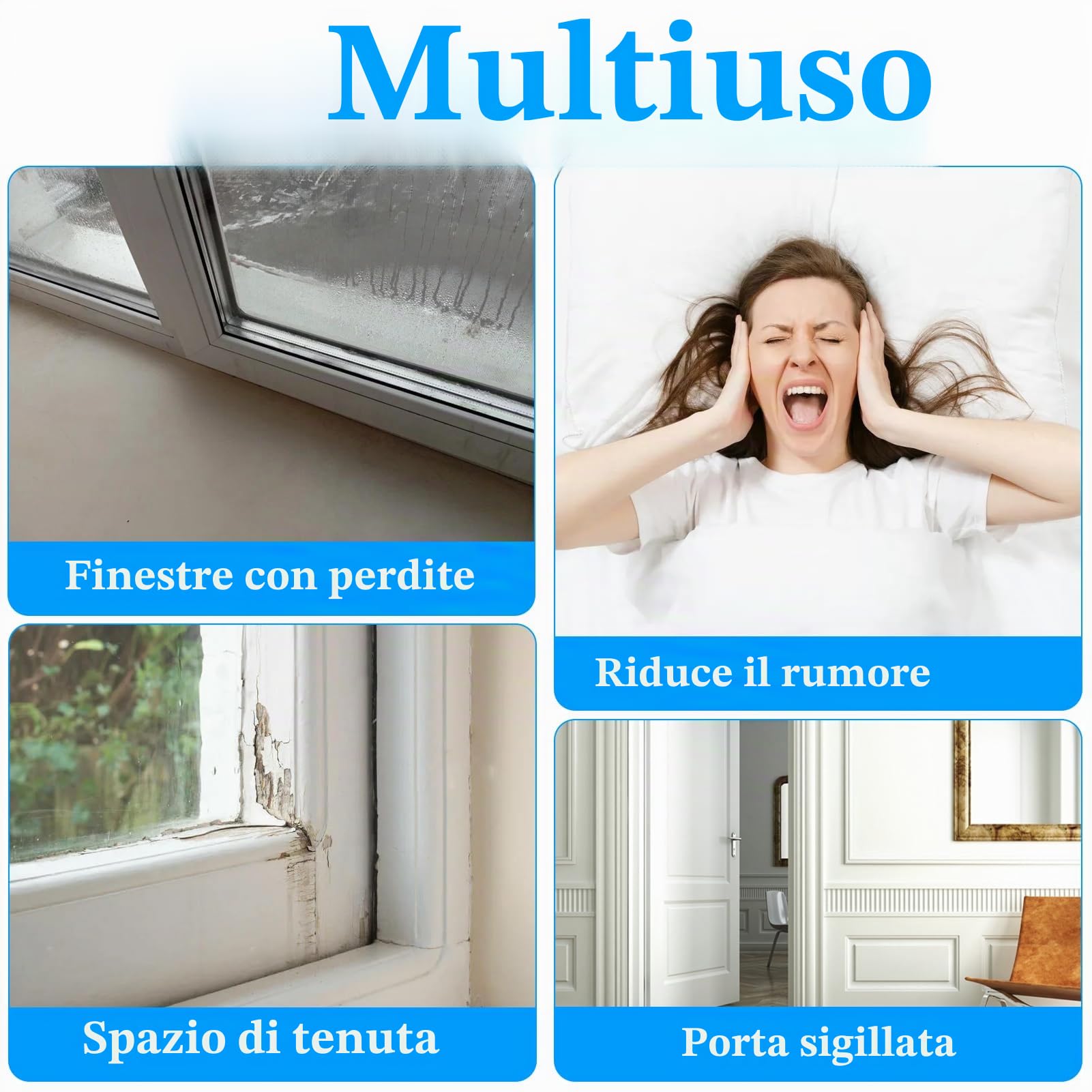 Nastro sigillante autoadesivo per porte e finestre, strisce di tenuta per porte, 5 cm x 10 m, impermeabile, trasparente, resistente alle intemperie, per interni e esterni, antivento, paraspifferi per