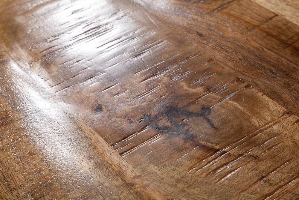 Riess Ambiente Esstisch Iron Craft 160cm - schwarz Natur - Mangoholz | Massiv, 6 Sitzplätze, langlebig, stabile Konstruktion, robust, massive Verarbeitung, höhenverstellbaren Füße, Eisengestell