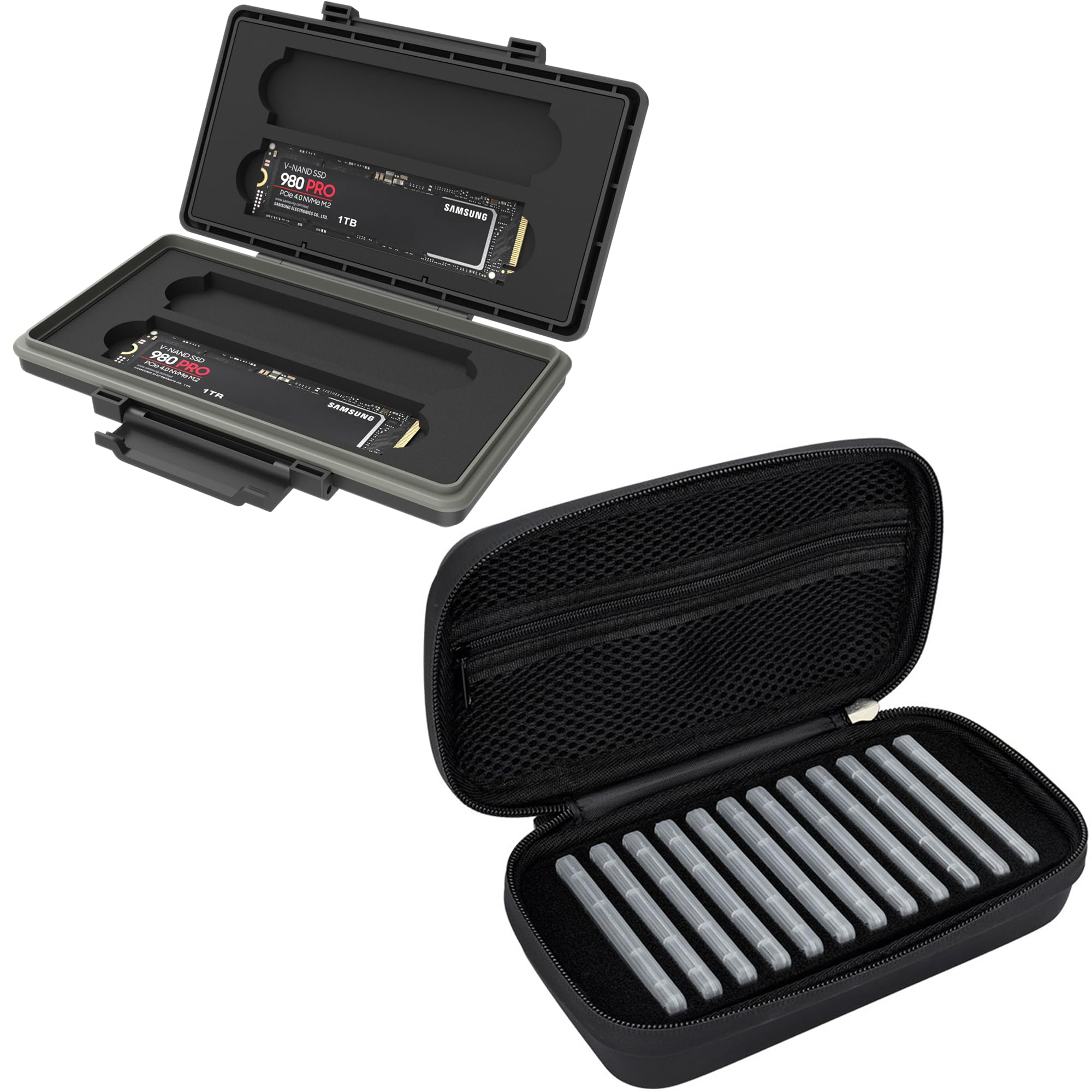 Hard ABS + EVA：Hard ABS M.2 SSD Card case with EVA PU M.2 SSD Card case