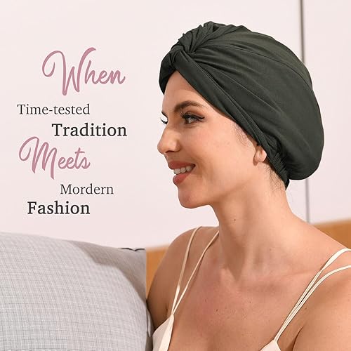 Miniatura 7 de Hat Hut Turbante de satén para mujer, gorro de seda para dormir, gorro de dormir para cabello rizado, turbante trenzado ajustable