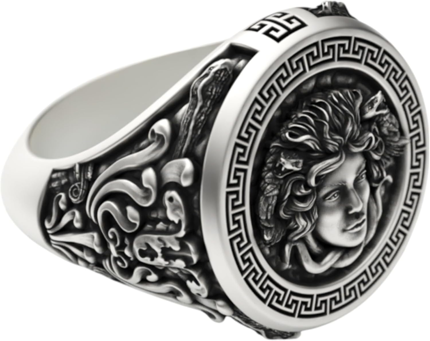 Captivating 925 Sterling Silver Medusa Gorgona Snake Head Ring - Mythological Inspired Artisan Jewelry