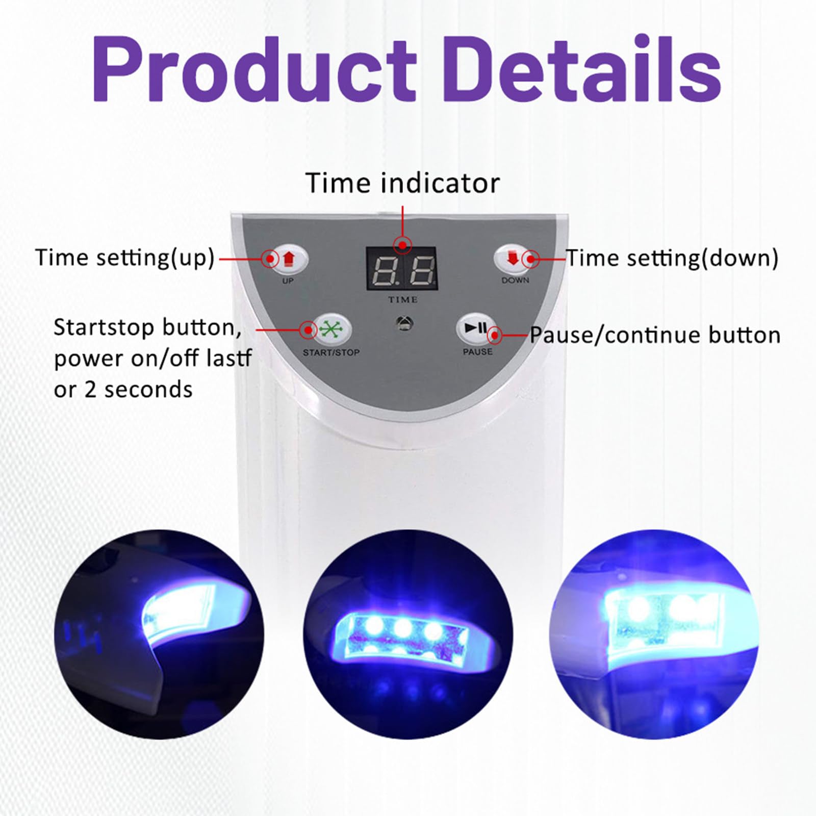 Zahnbleaching LED-Lampe 140W, lámpara de blanqueamiento Dental Profesional, Altura Ajustable y luz fría LED con Cuello de Cisne Flexible, para clínicas dentales y Salones de Belleza
